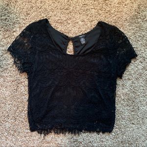 Black lace crop top
